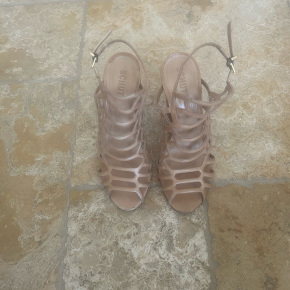 SCHUTZ Caged Block Heel Jaden Light Wood/Tan - Picture 9 of 11